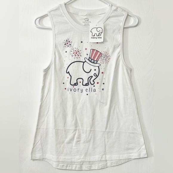 ivory ella Tops - Ivory Ella Fireworks 4th of July USA Americana Elephant Tank
Top